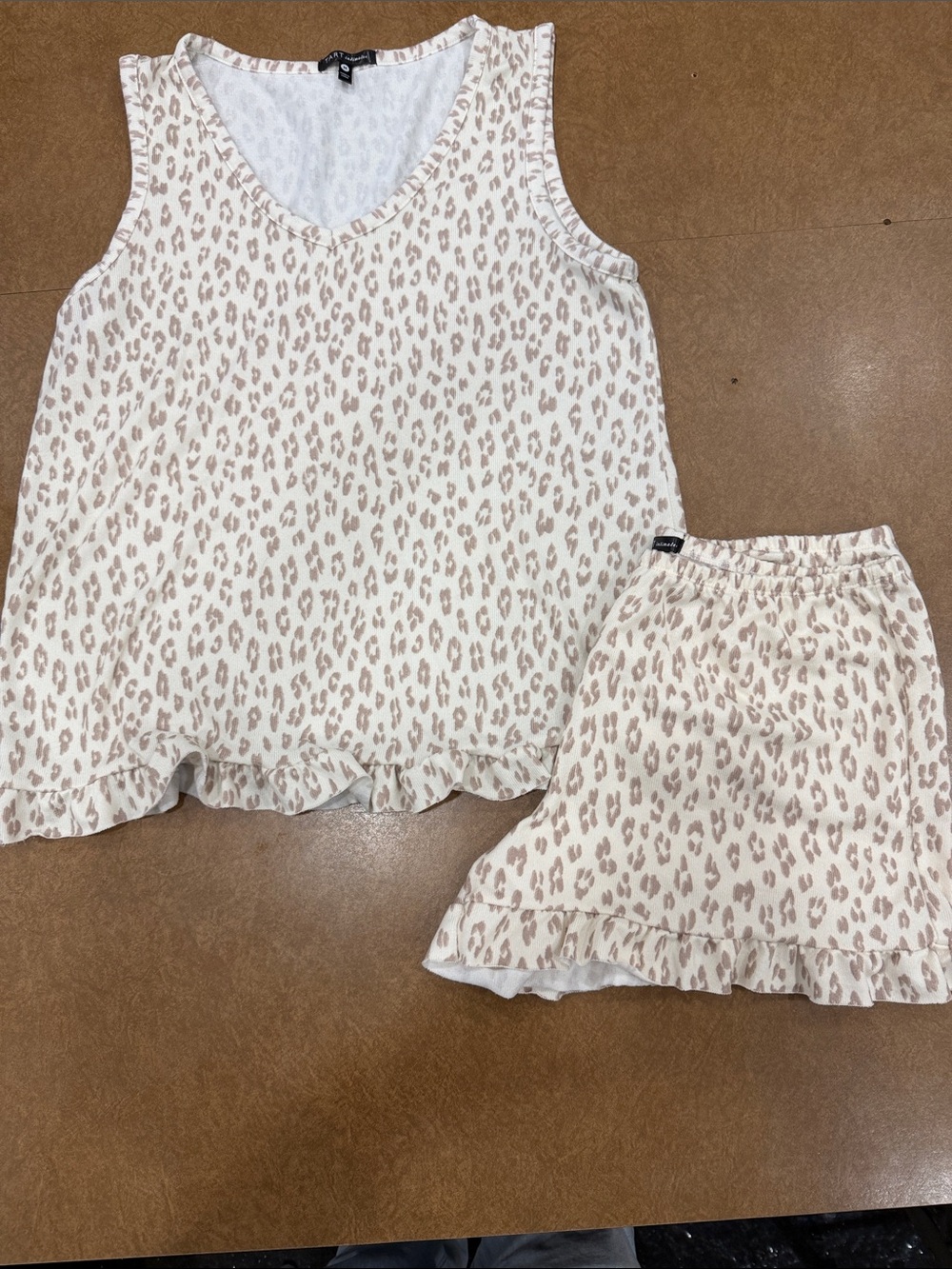 NWOT TART INTIMATES BUTTERY SOFT CHEETAH PRINT RUFFLE HEM SLEEVELESS PJ SET SZ M